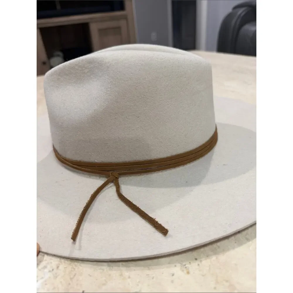 Patina The Aria Tan Wool Fedora Western Hat Handcrafted Wide Brim S - Picture 3 of 7